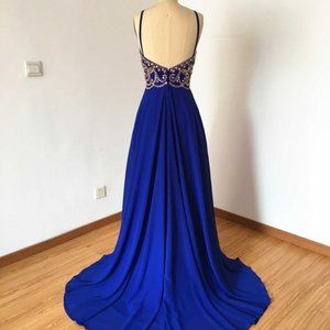 Long Prom Dress, Prom Dress,SpaghettiStrapsPromDress,RoyalBlueProm Dress,Chiffon